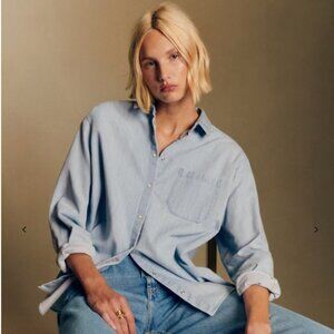 Sezane Max Shirt Button Down in Light Blue US 4 French Size 36